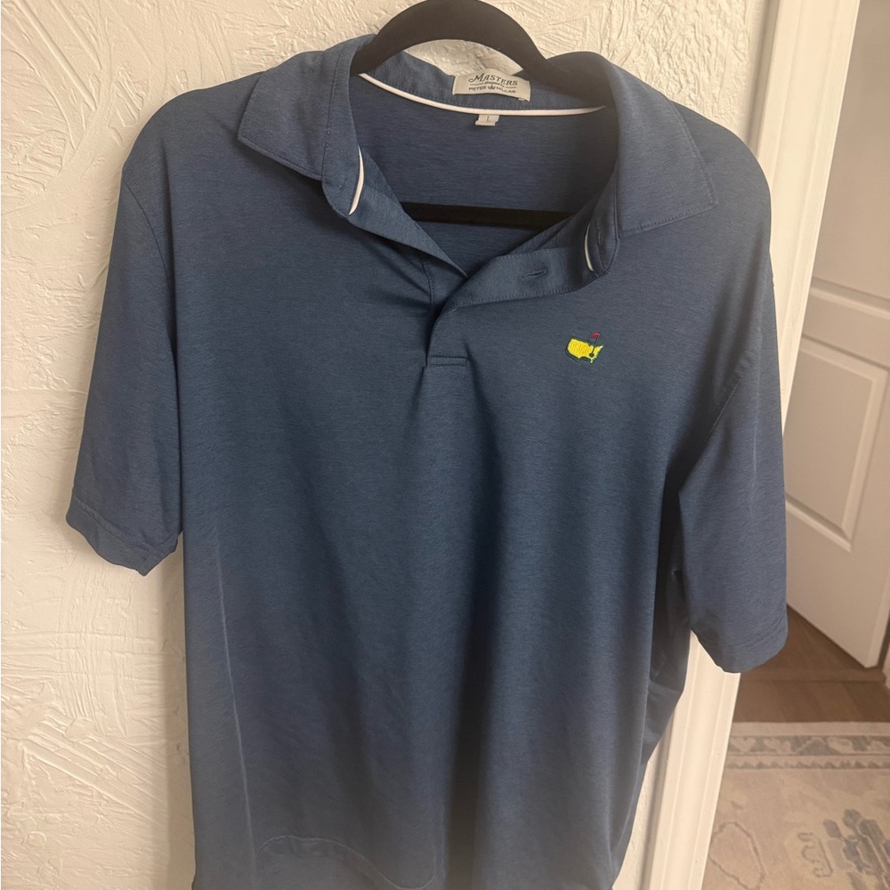 Masters Peter Millar Heather Navy Polo with White Trim